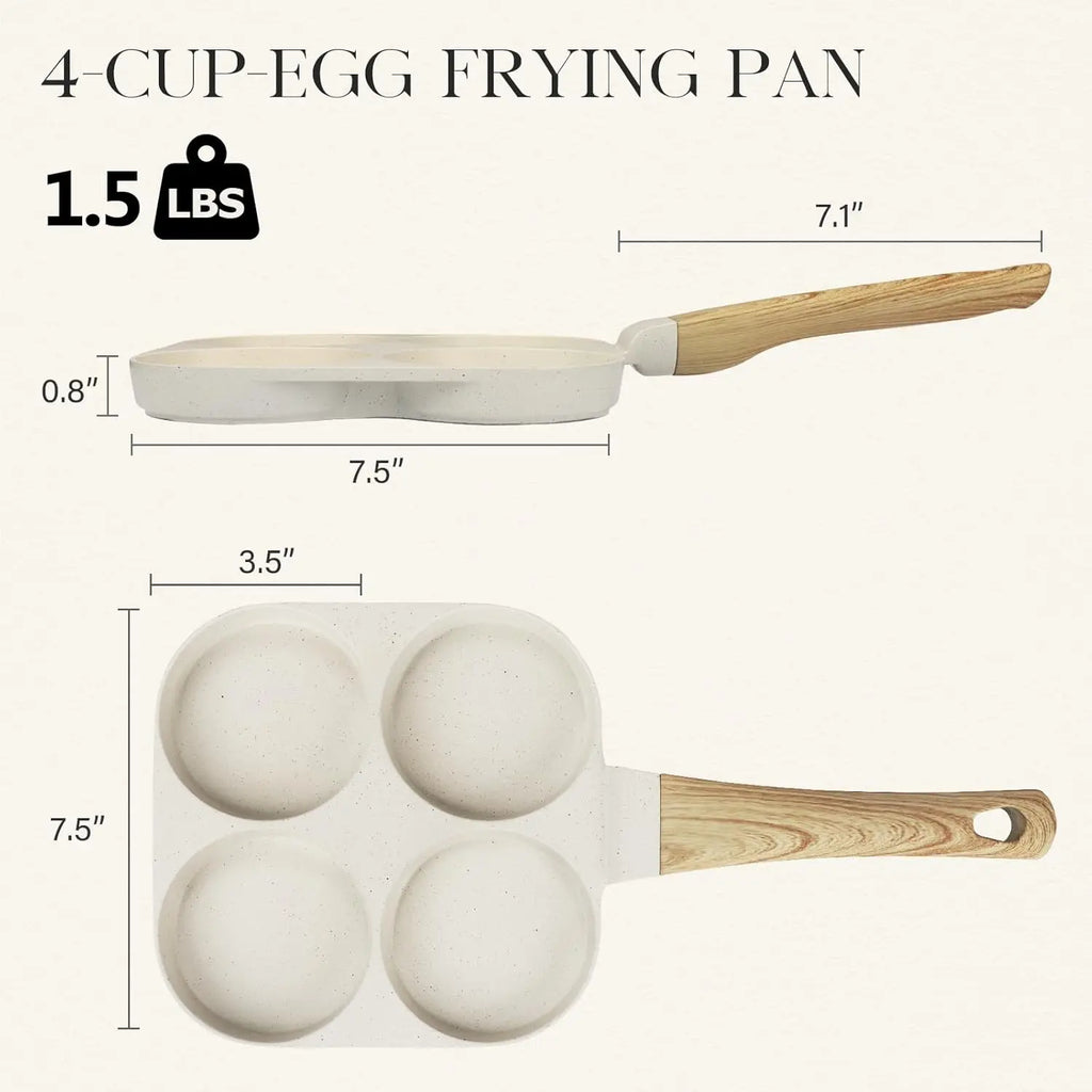 4-Cup Nonstick Egg Frying Pan, Granite Omelette Skillet, PFOA Free, Easy Clean, All Stovetops