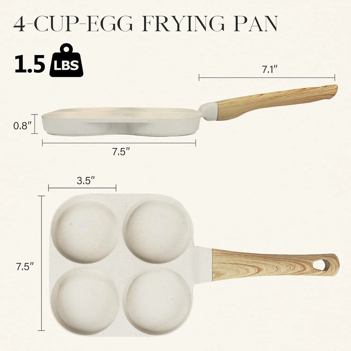 4-Cup Nonstick Egg Frying Pan, Granite Omelette Skillet, PFOA Free, Easy Clean, All Stovetops