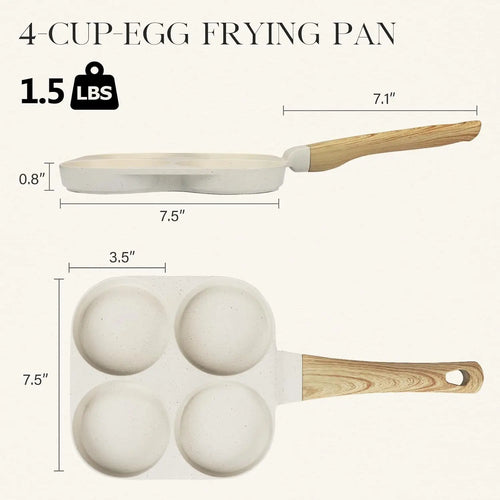 4-Cup Nonstick Egg Frying Pan, Granite Omelette Skillet, PFOA Free, Easy Clean, All Stovetops