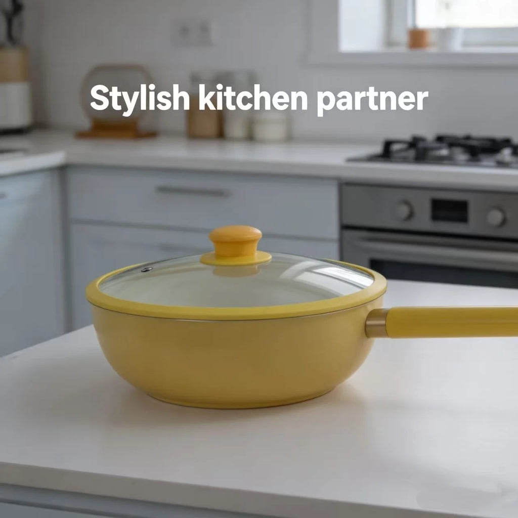 Large square wok with lid lightweight non-stick wok 0 fluorine healthy small square ceramic wok household wear-resistant multi-p
